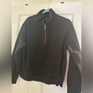 Women’s Black Half-Zip Sweater.  Organic cotton